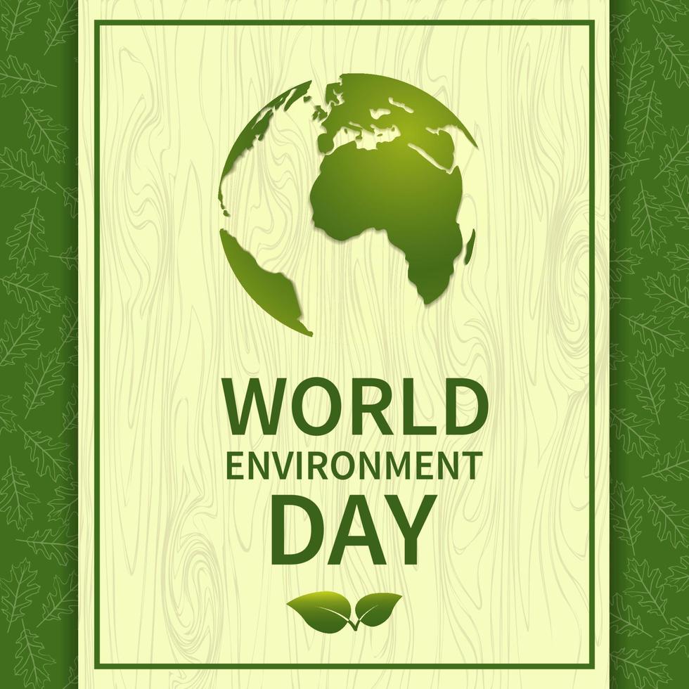 dia Mundial do Meio Ambiente. banner com globo no fundo das folhas. para a concepção de postais, cartazes e impressão. ecologia. ilustração vetorial. vetor