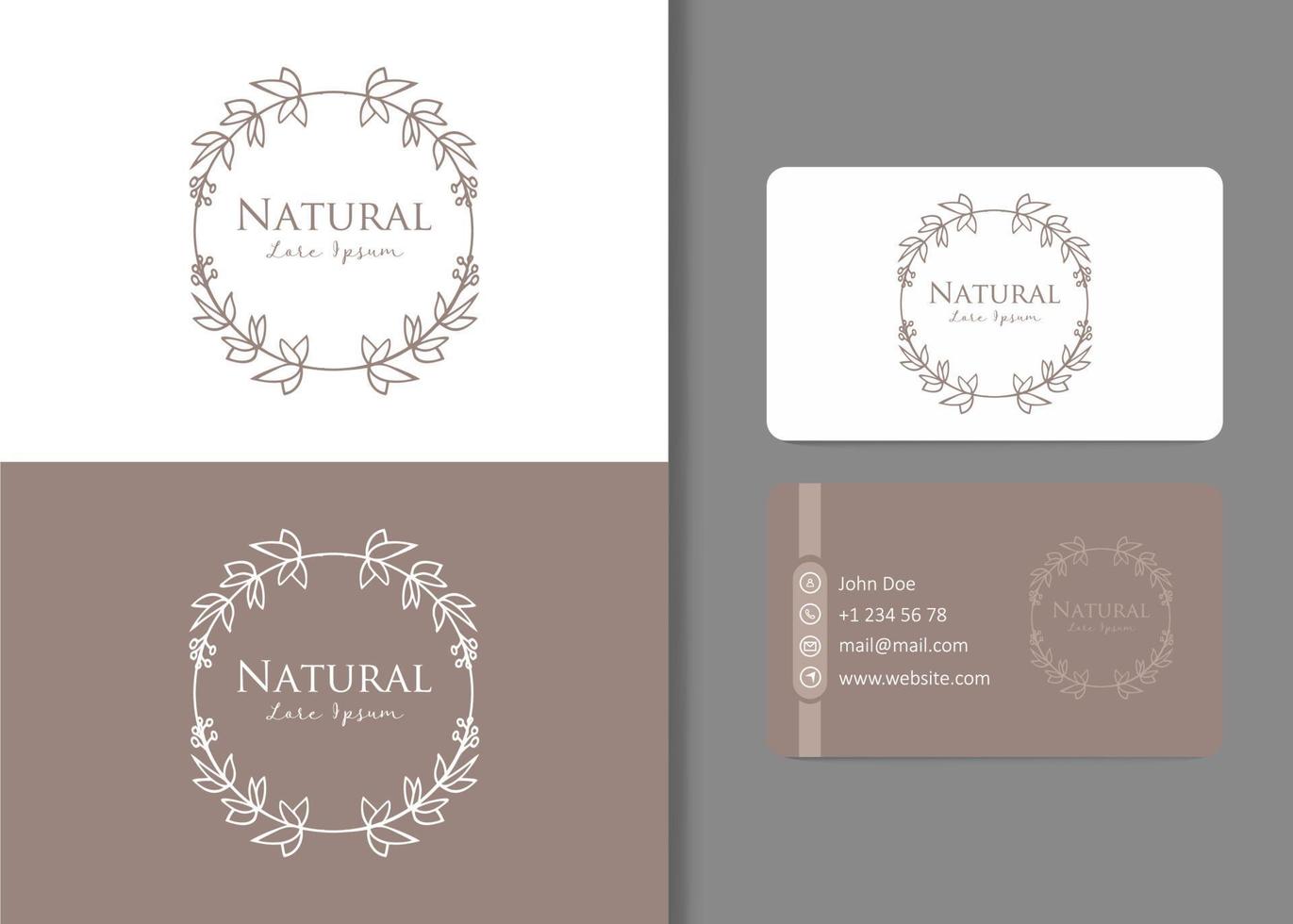 design de logotipo natural de beleza com cartão de visita vetor