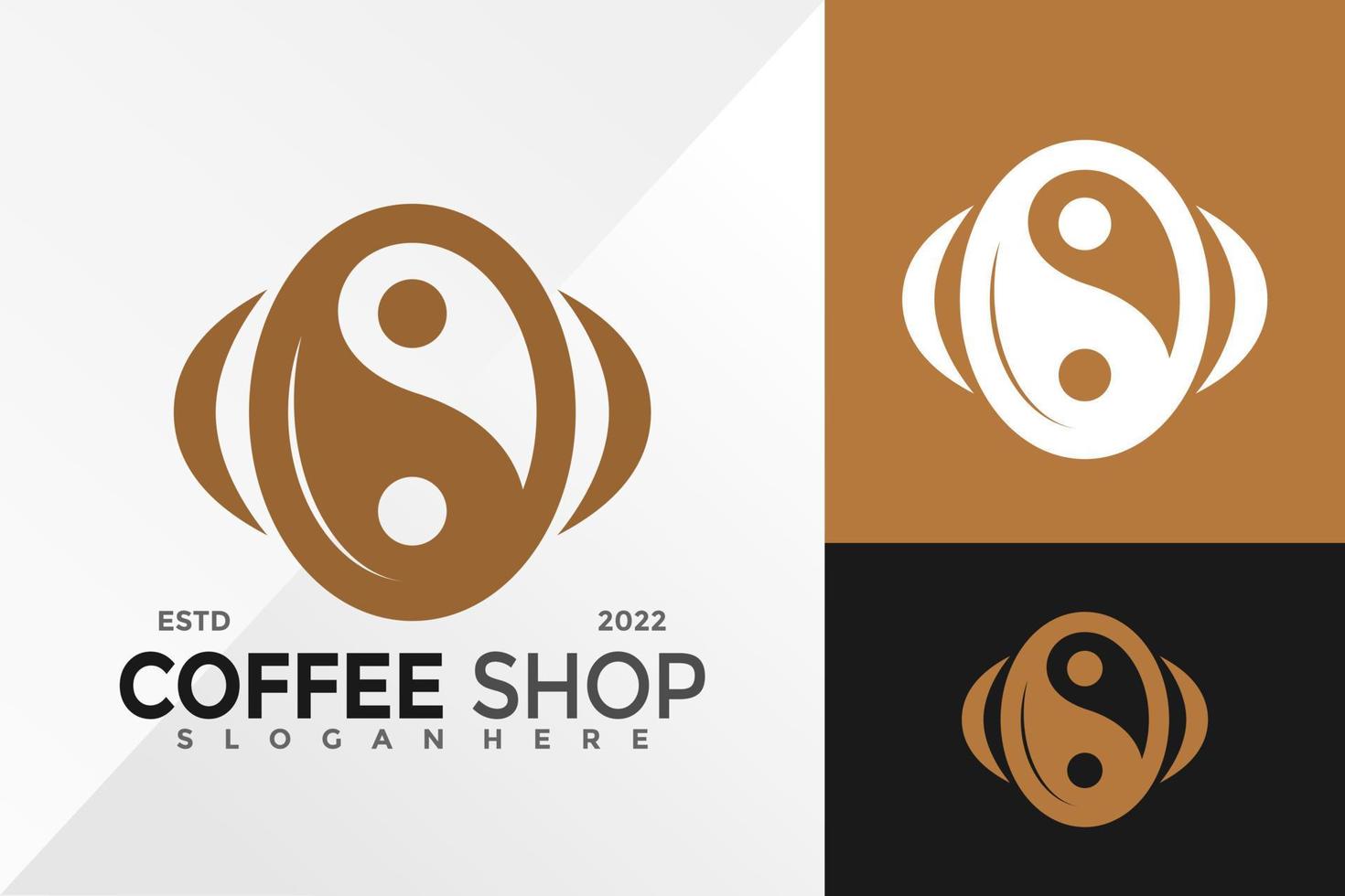 modelo de ilustração vetorial de design de logotipo de café yin yang vetor
