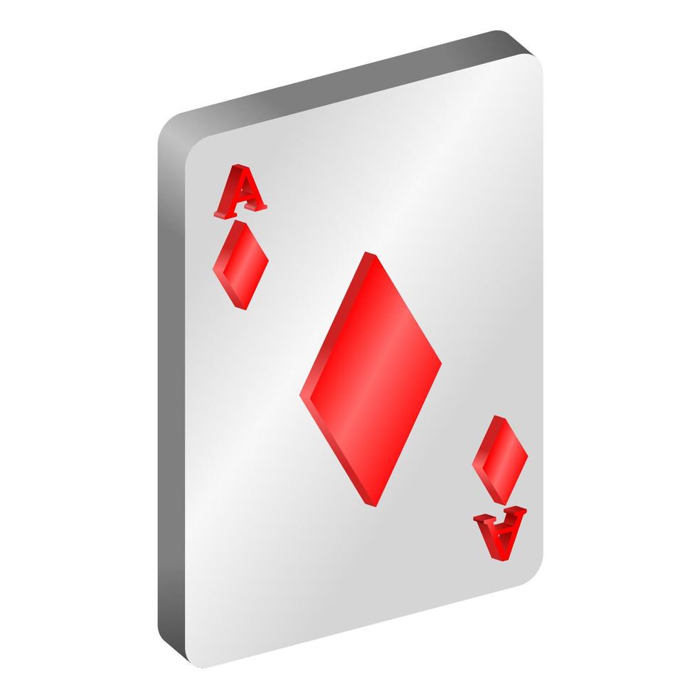 cartas de baralho de ás de diamante 3d vetor