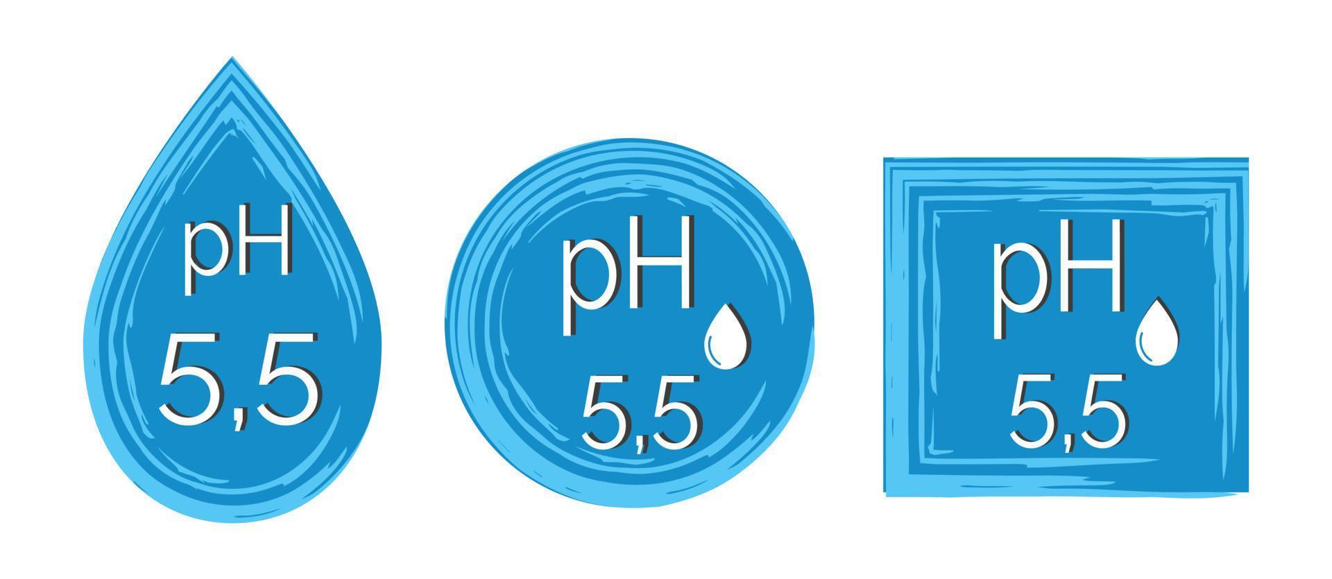 conjunto de ícones de ph 5.5. símbolo de dermatologia isolado no fundo branco. ilustração vetorial plana vetor