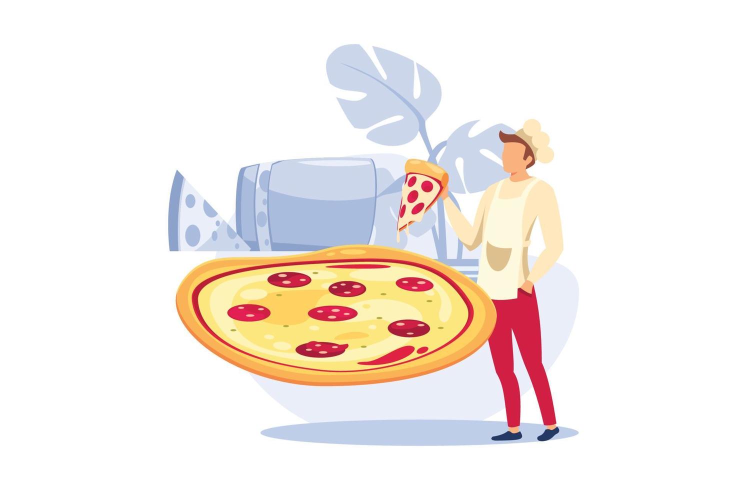 ilustração do chef de pizza vetor