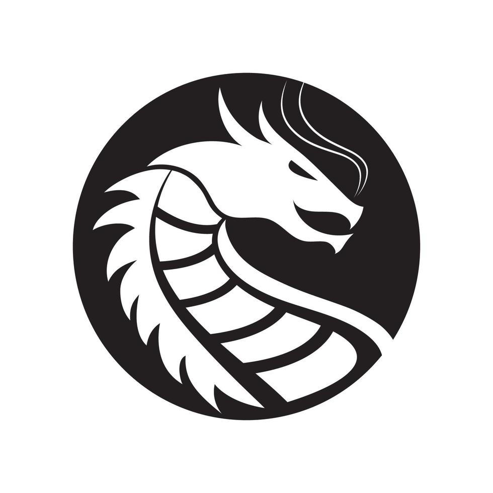 ilustração de ícone de vetor de design de logotipo simples de dragão de cabeça