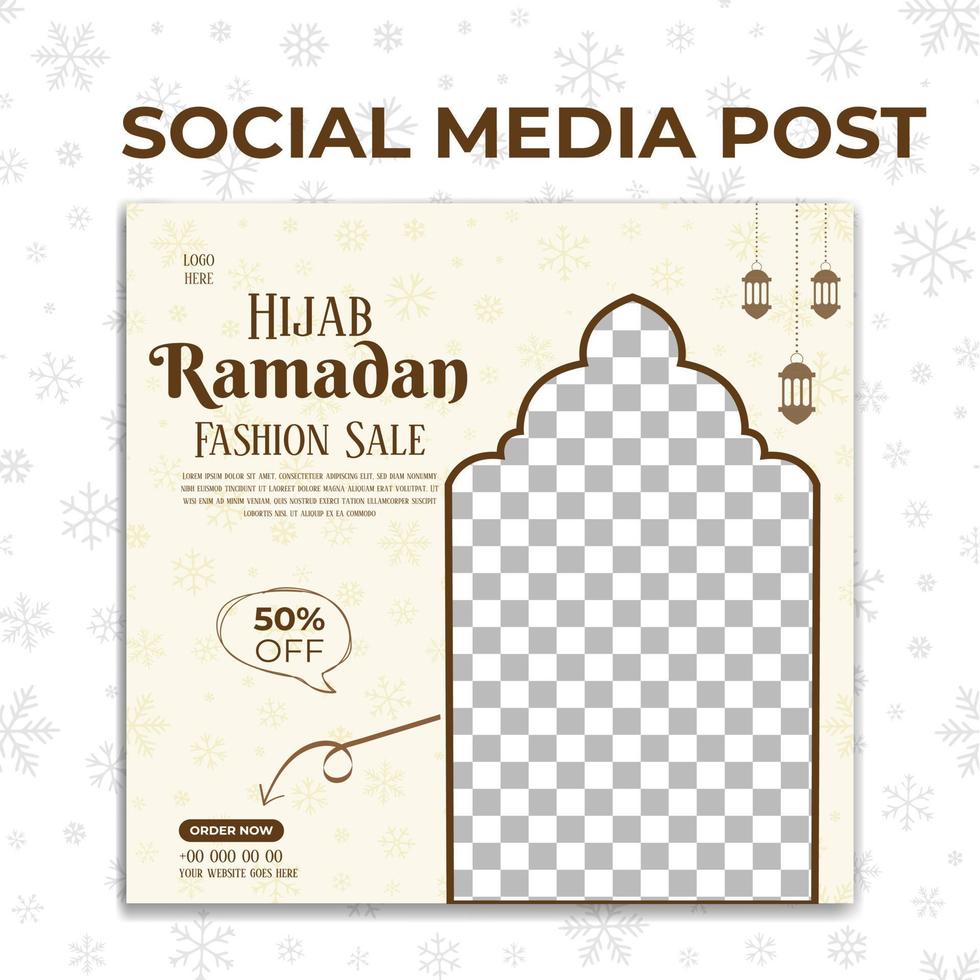 post de mídia social de venda de moda hijab ramadã vetor