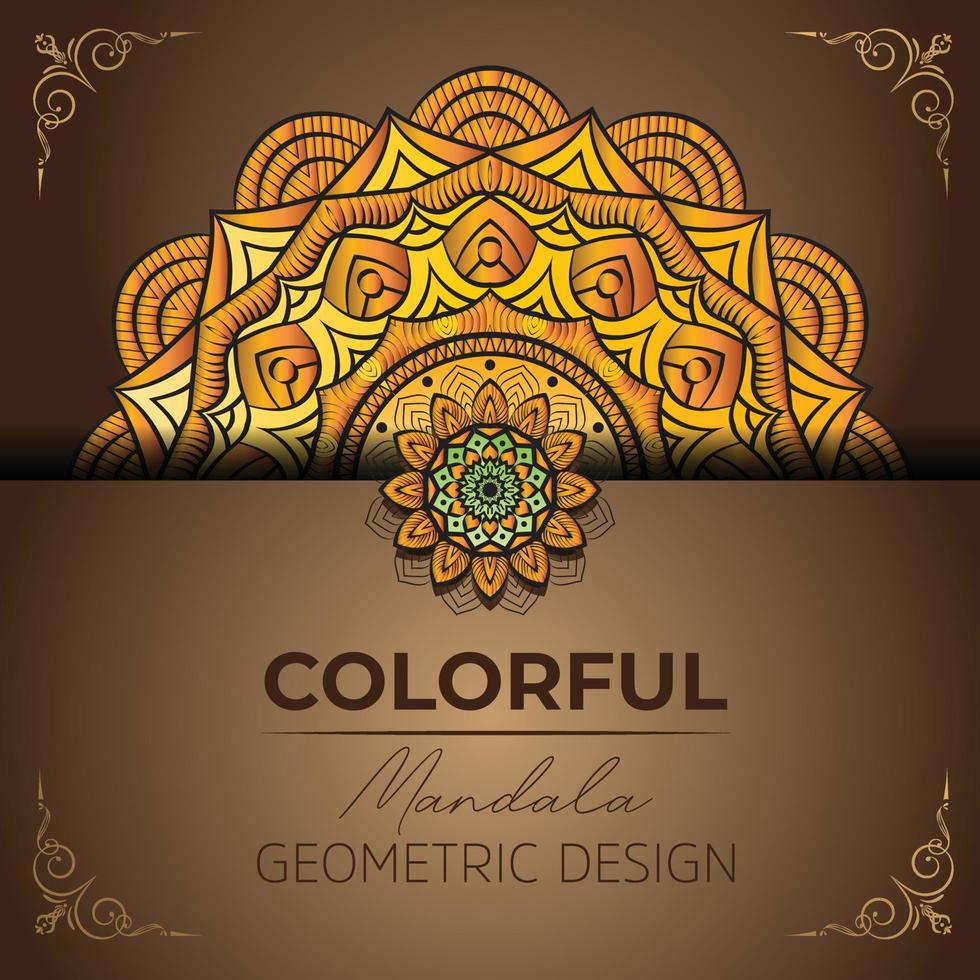 elementos decorativos vintage mandala colorida vetor