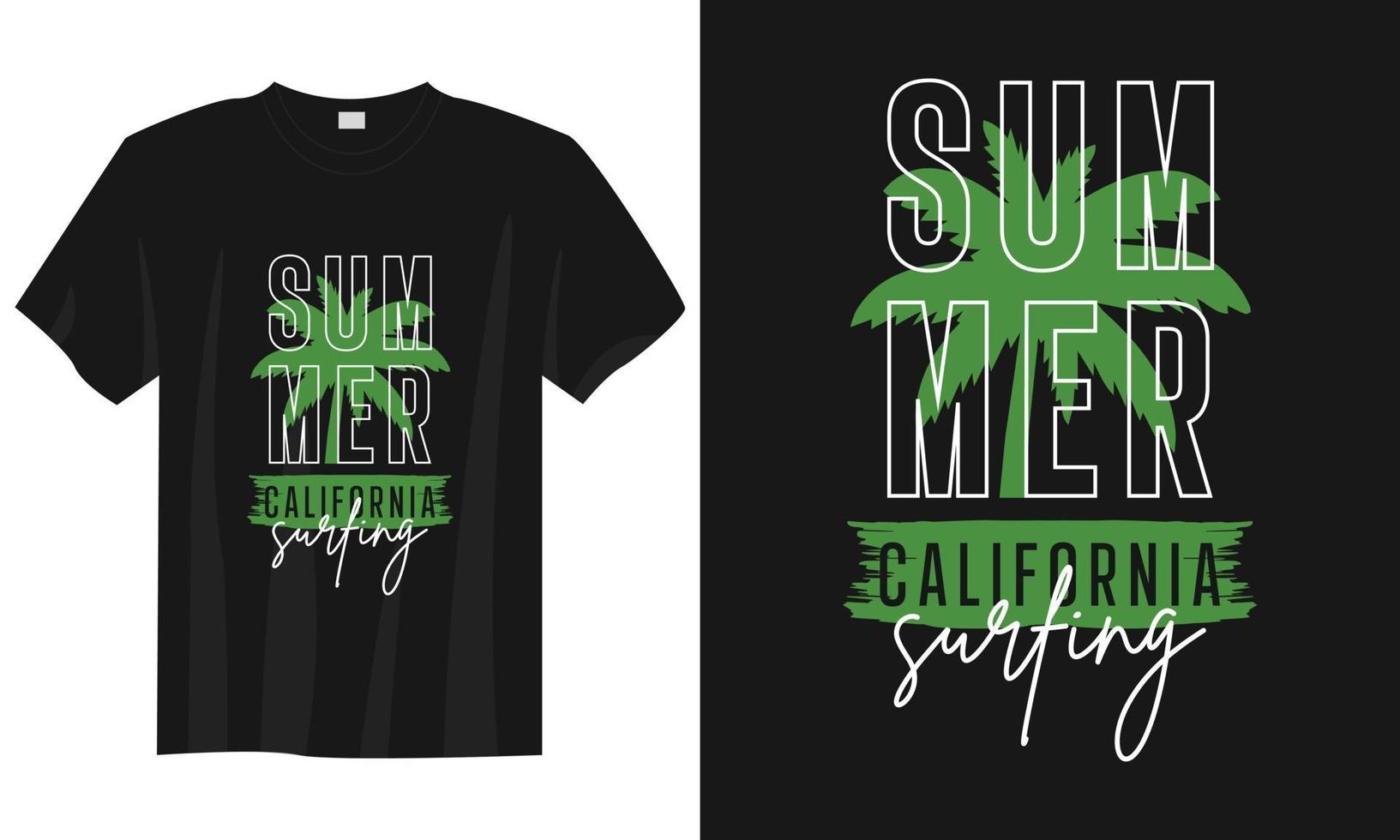 verão califórnia surf praia tipografia retrô design de camiseta vetor