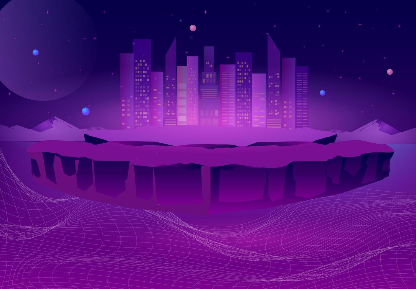 conceito de vendas de terras metaverse, terra virtual, imobiliário digital e investimento imobiliário em ilustração vetorial de fundo metaverse. vetor