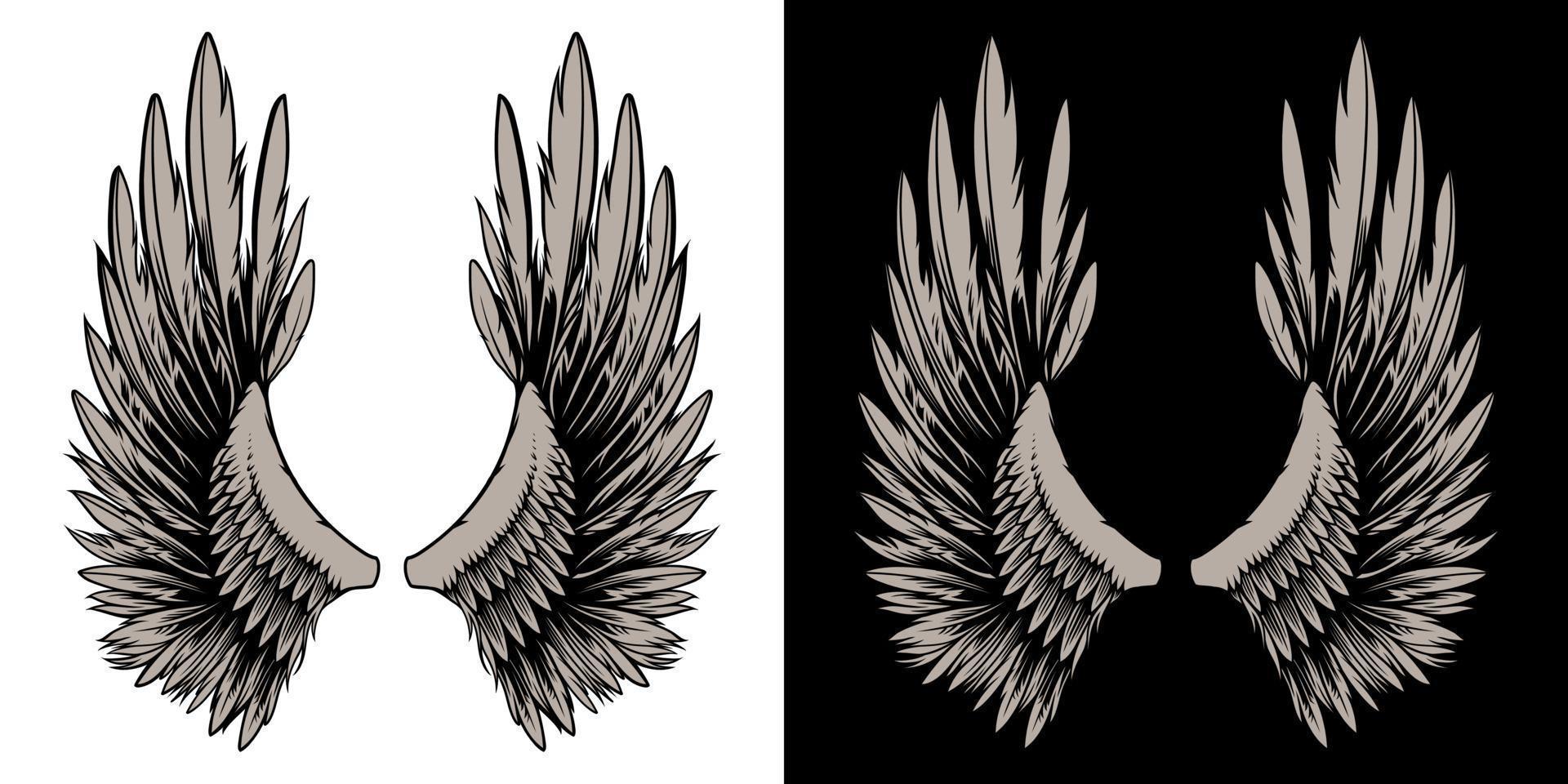 ilustração de asas em estilo de tatuagem vetor