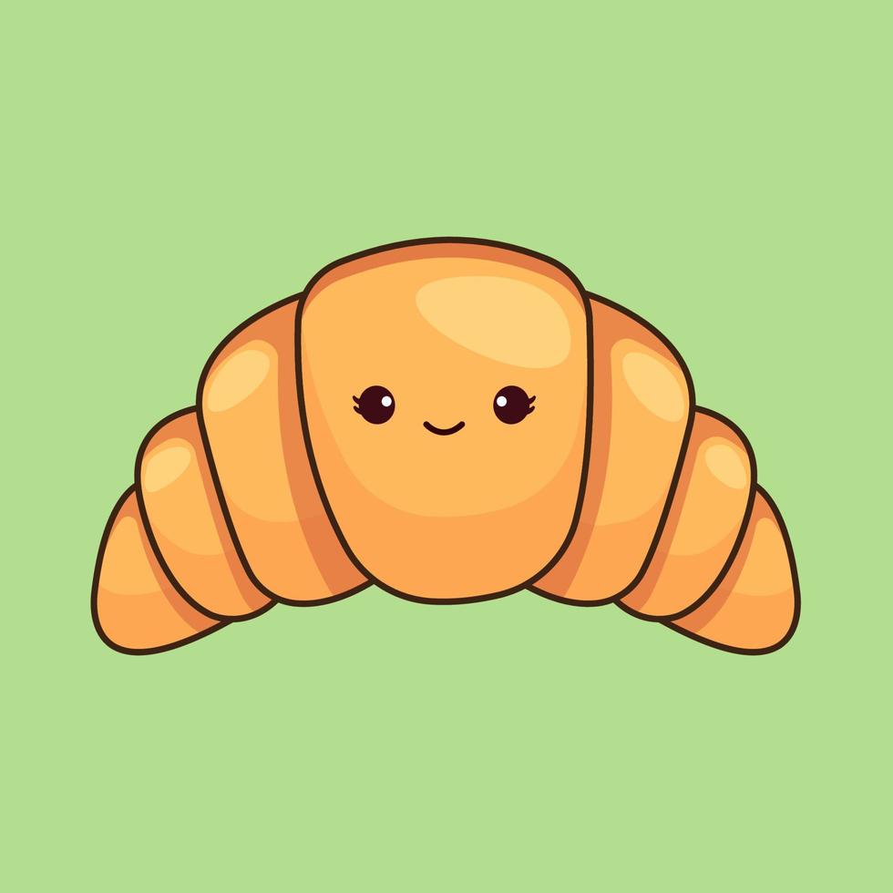 ilustração de croissant fofo vetor