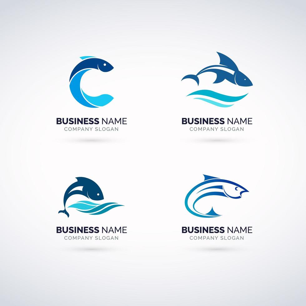 Conjunto de logotipo de peixe vetor