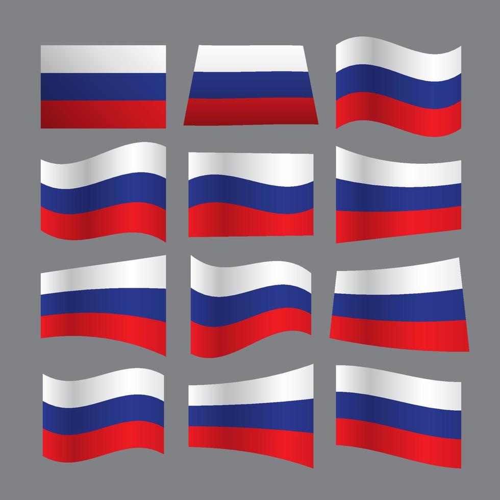 conjunto de bandeira da rússia, design plano vetor