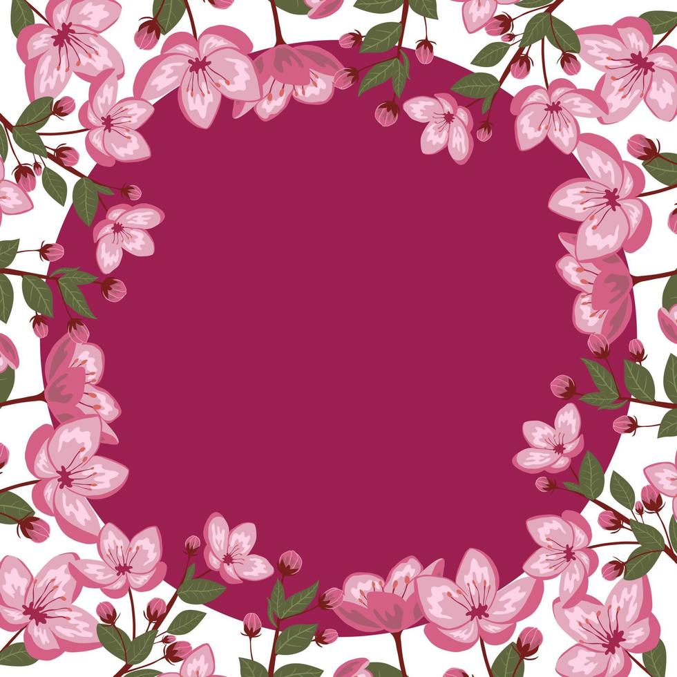 ilustração de quadro vetorial de flor de cerejeira de primavera fofa vetor