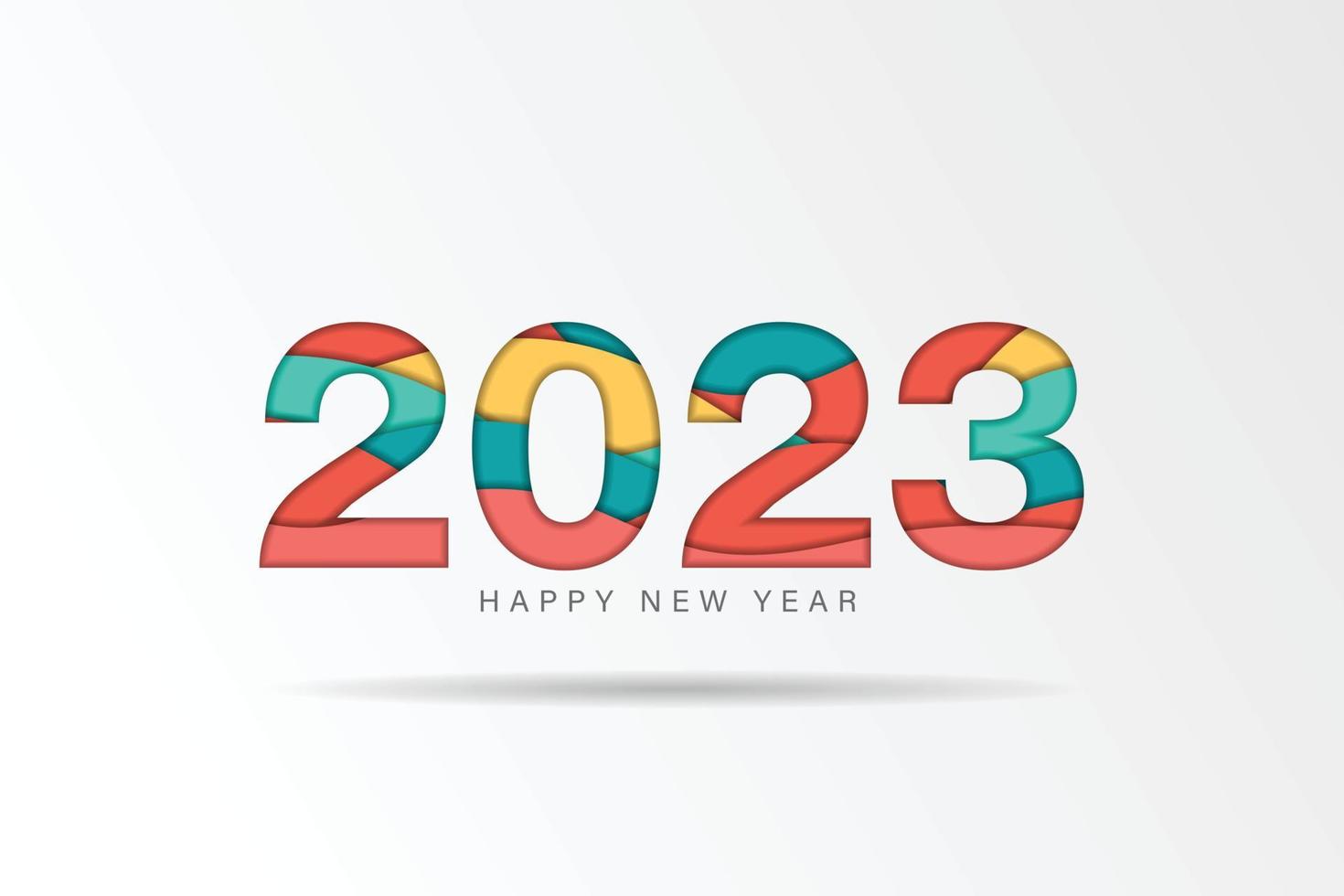 vetor 2023 em fundo de corte de papel. conceito de vetor de 2023. design de números festivos. conceito de vetor de letras 2023 eps 10