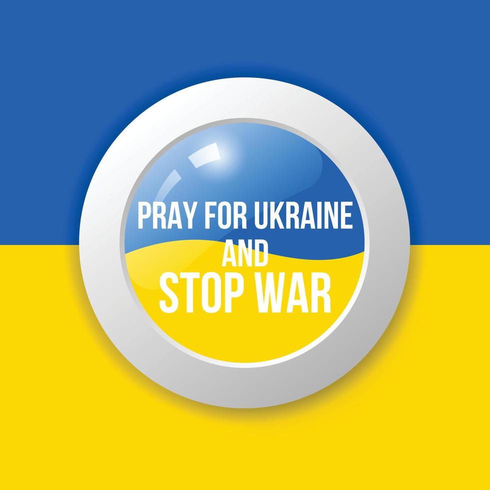 pressione o botão para ajudar a orar pela ucrânia. ilustração vetorial de conceito de oração de bandeira ucraniana orar pela paz acabar com a guerra com a ucrânia. vetor
