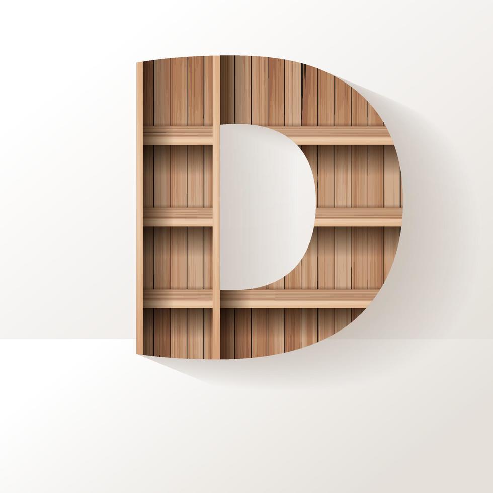 vector prateleira de madeira design de fonte letra do alfabeto