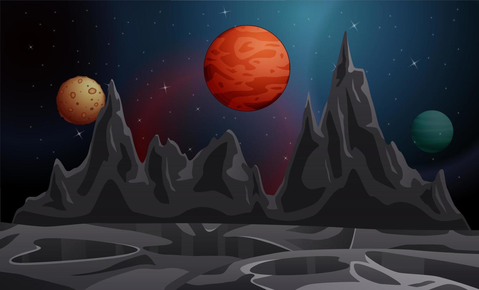 rocha pedra planetas estrela céu espaço universo exploração ilustração vetor