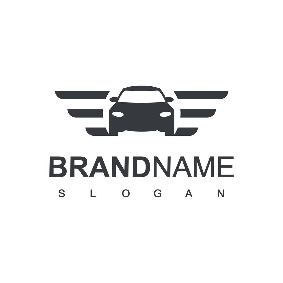 modelo de design de logotipo de carro, equipe de corrida de carros com símbolo de asa vetor