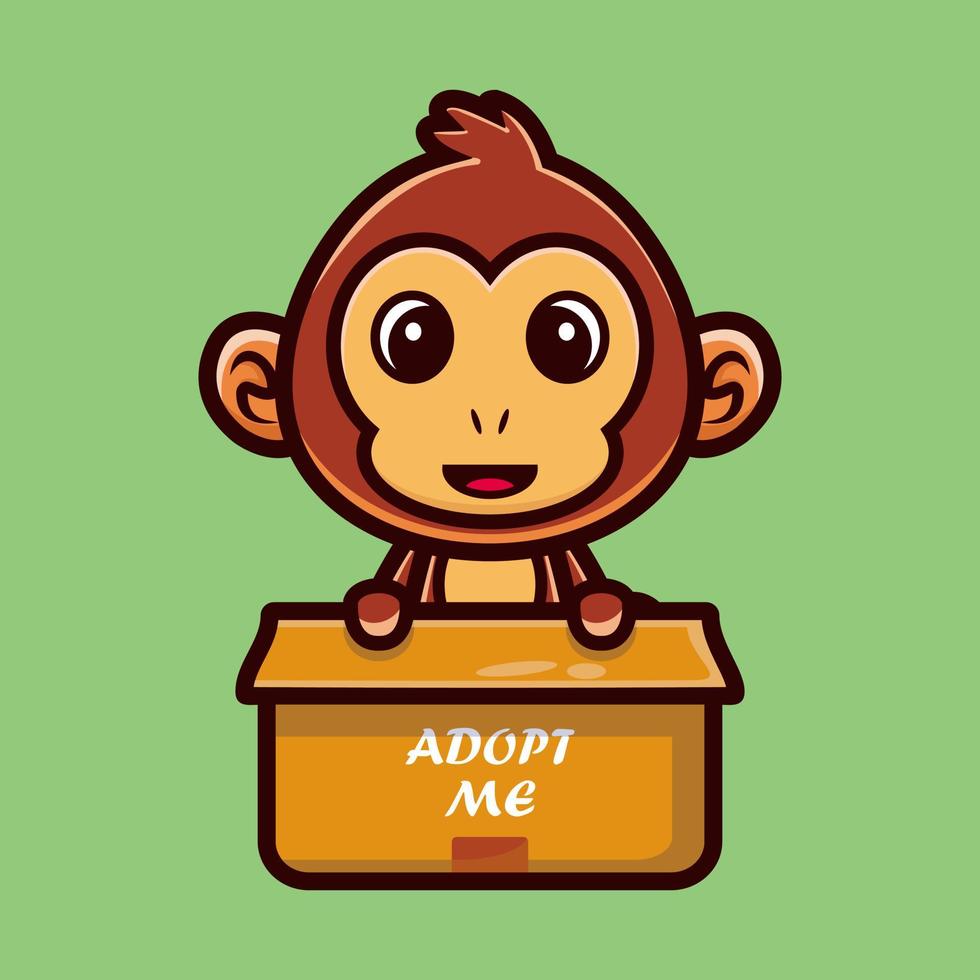 Personagem de macaco de desenho animado bonito, vetor isolado