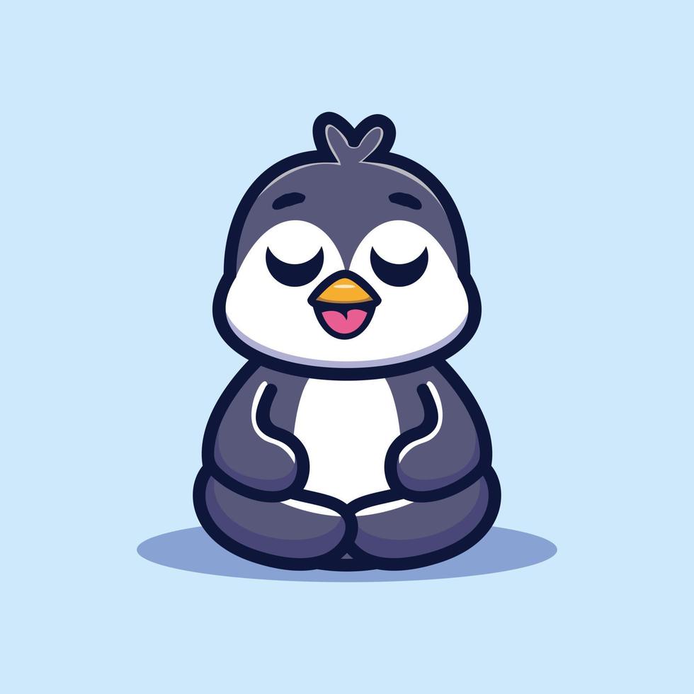 pinguim fofo faz vetor premium de meditação