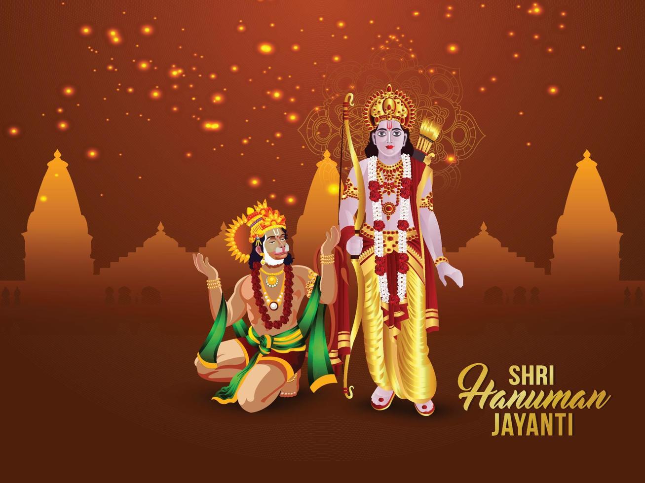 shri hanuman jayanti festival com ilustração vetorial vetor