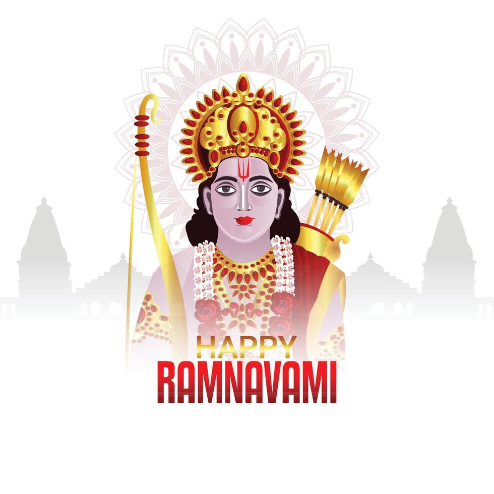 feliz ram navami festival indiano com ilustração vetorial vetor