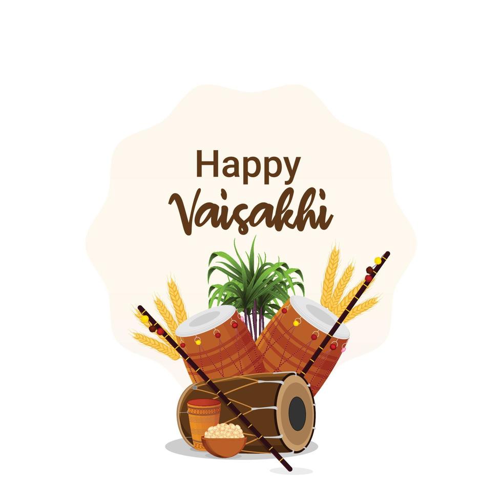 feliz baisakhi design com ilustração vetorial vetor