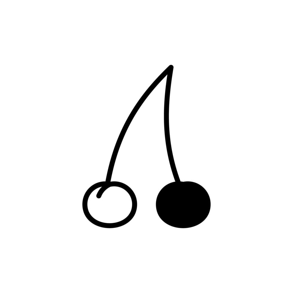 cereja, modelo de logotipo de ilustração vetorial de ícone de linha sólida de cerejas. adequado para muitos propósitos. vetor