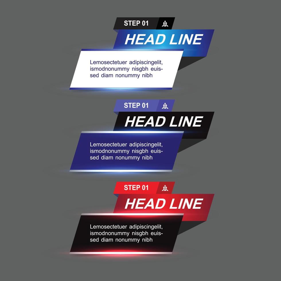 modelo três linha de cabeça de etiqueta brilhante vetor