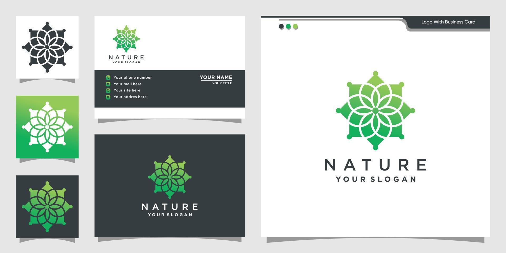 logotipo da natureza abstrata e vetor premium de design de cartão de visita