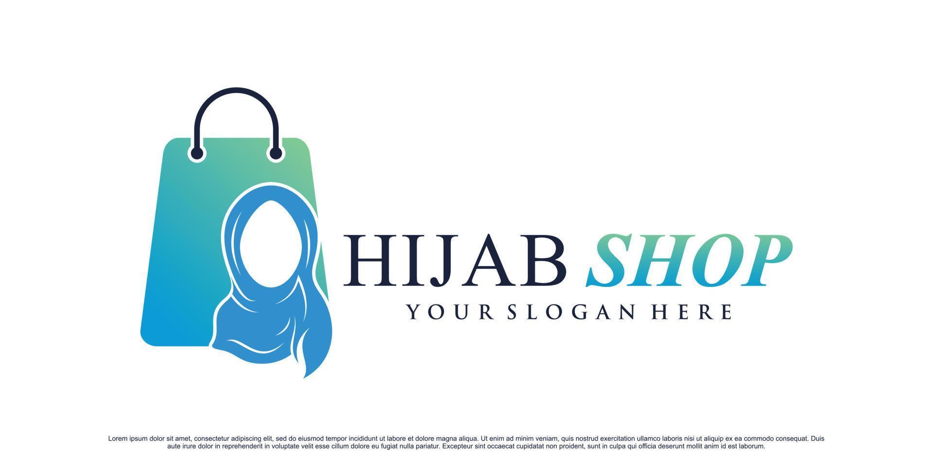 loja de hijab ou design de logotipo de loja de hijab com vetor premium de conceito moderno criativo