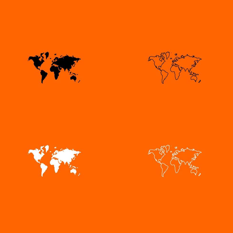 ícone do mapa mundo branco cor preta ilustração vetorial imagem estilo plano vetor