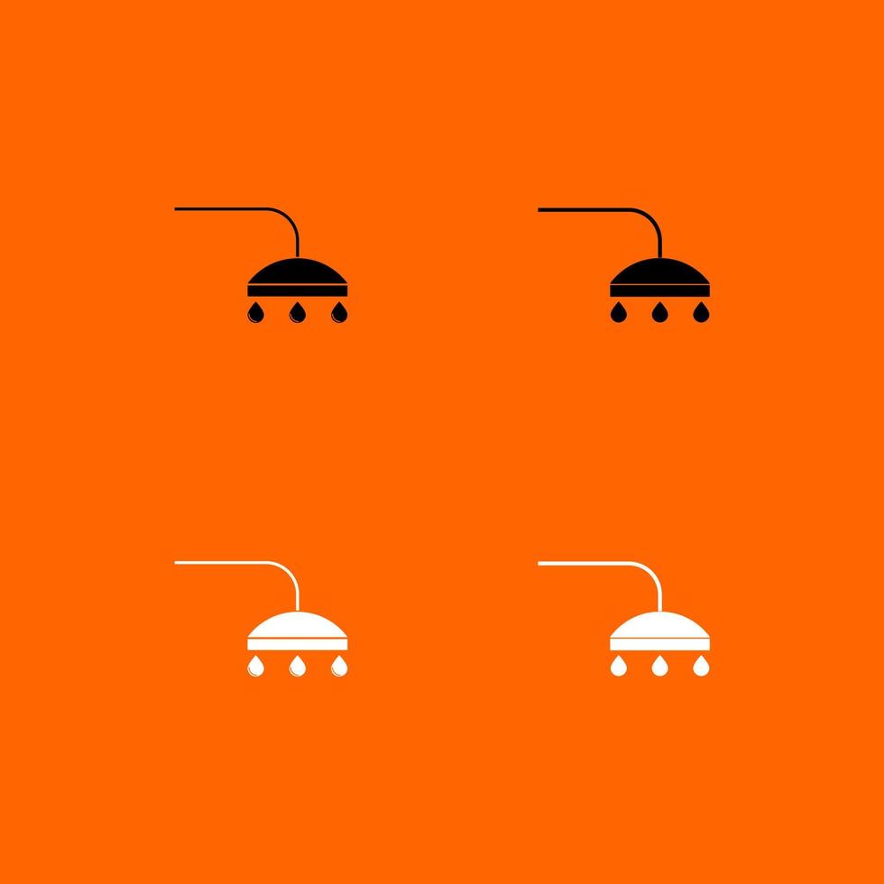 ícone de conjunto preto e branco do chuveiro vetor