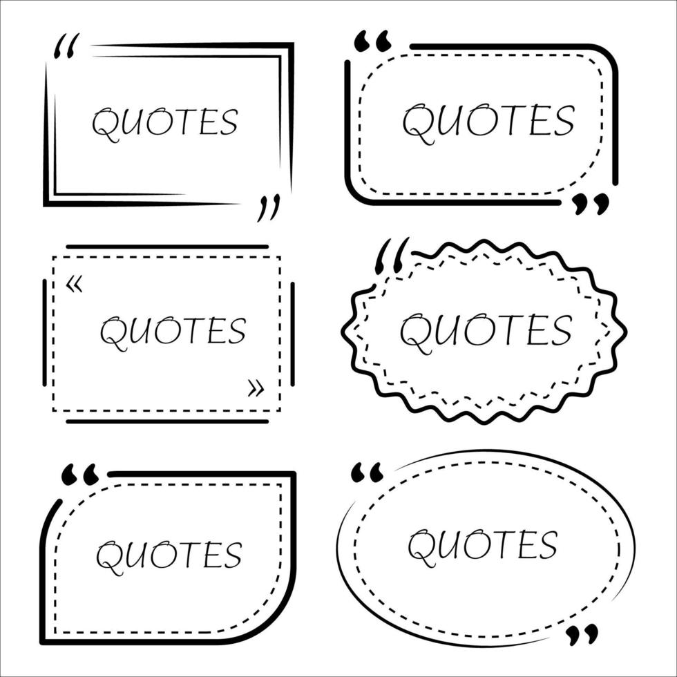 conjunto de quadros de citação isolado na ilustração de estoque vetorial de fundo branco. design simples de borda gráfica para nota, provérbios, objetos elegantes. vetor
