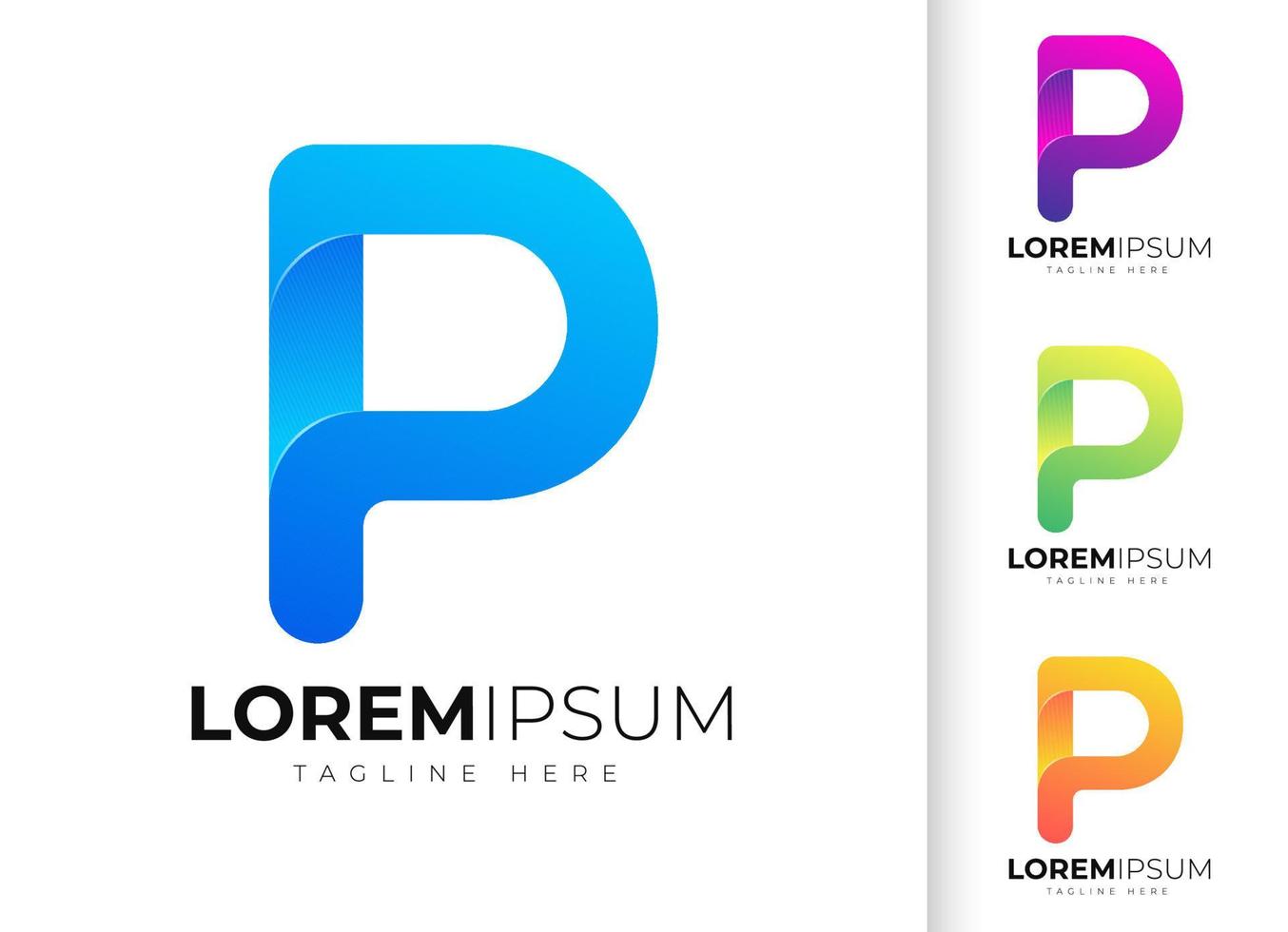 modelo de design de logotipo letra p. tipografia criativa moderna moderna p e gradiente colorido vetor