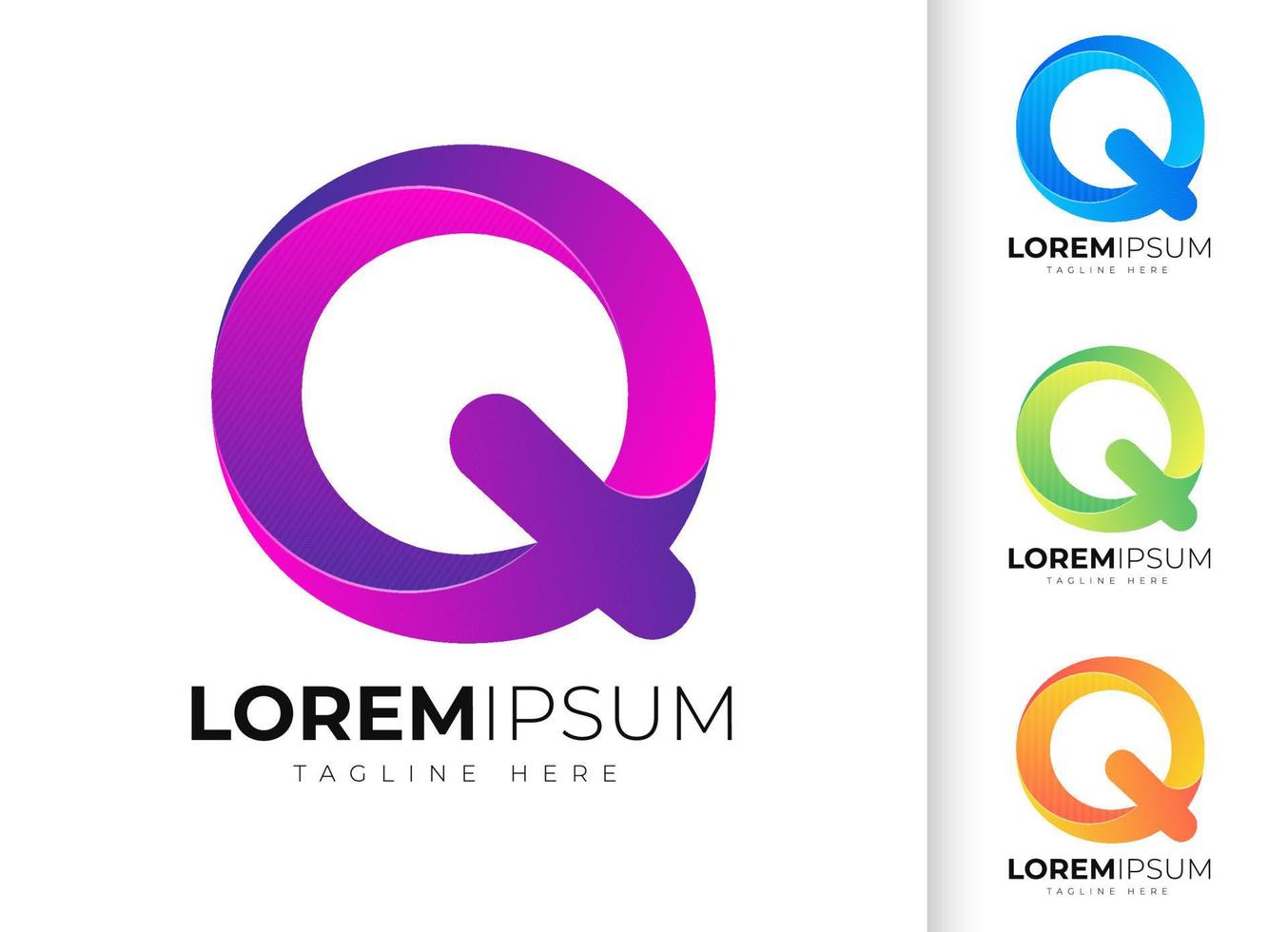 modelo de design de logotipo letra q. tipografia criativa moderna na moda q e gradiente colorido vetor