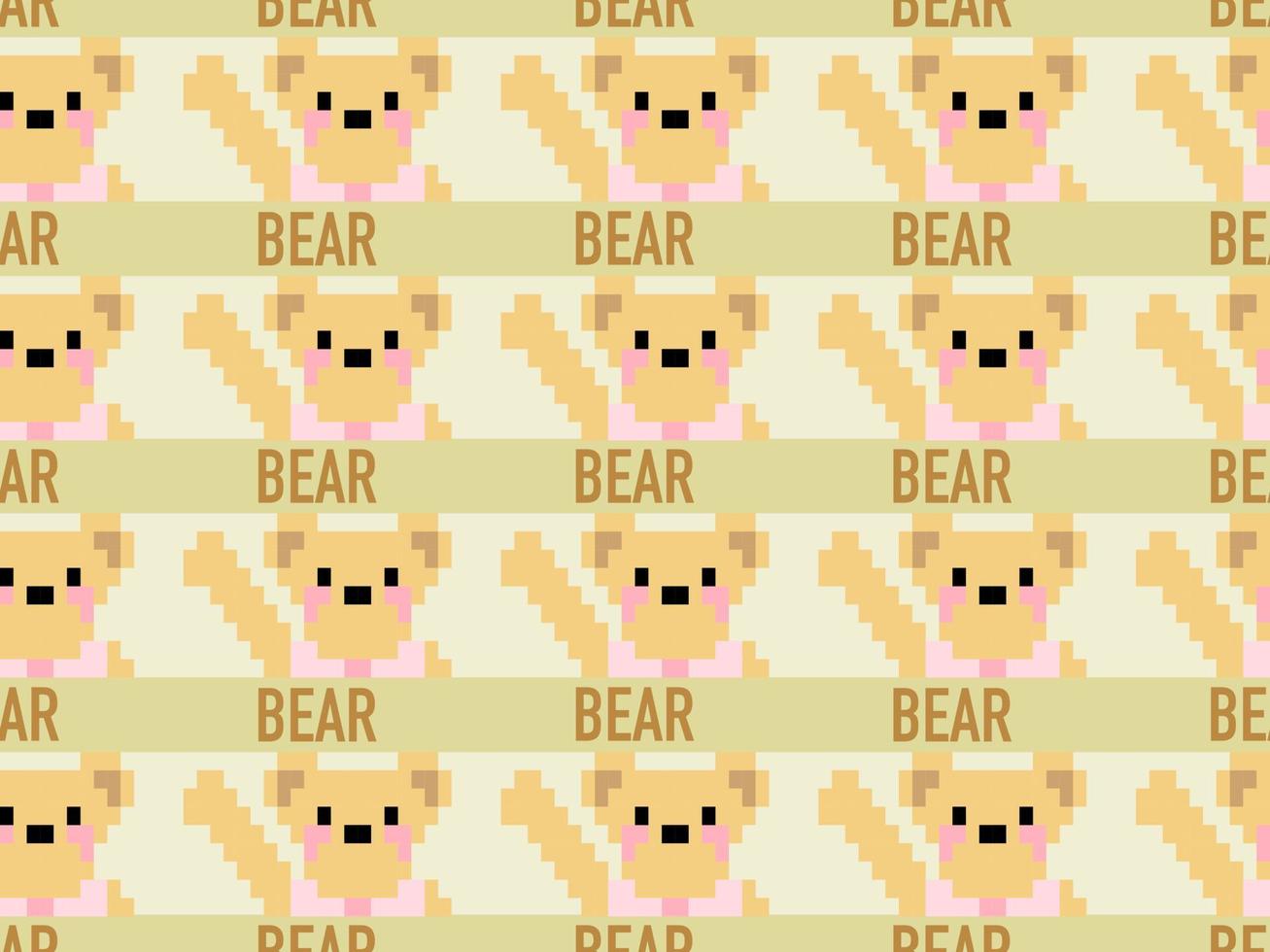 urso padrão sem emenda de personagem de desenho animado sobre fundo amarelo. estilo de pixel vetor