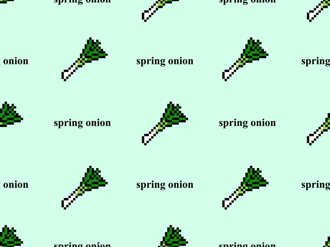 padrão perfeito de personagem de desenho animado de cebola de primavera no estilo de fundo verde.pixel vetor