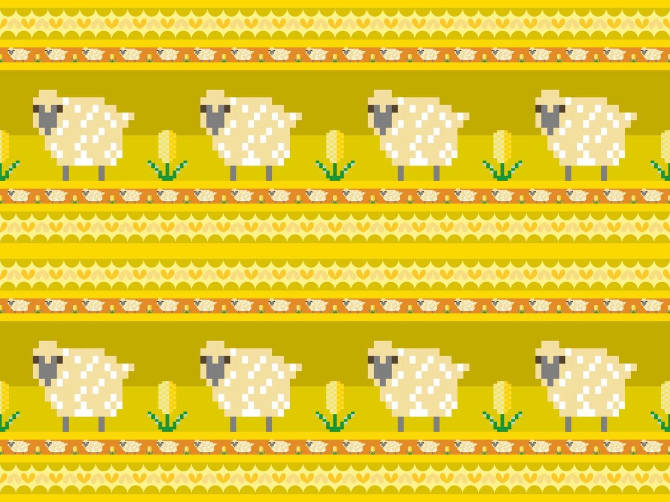 padrão perfeito de personagem de desenho animado de ovelhas em fundo amarelo vetor
