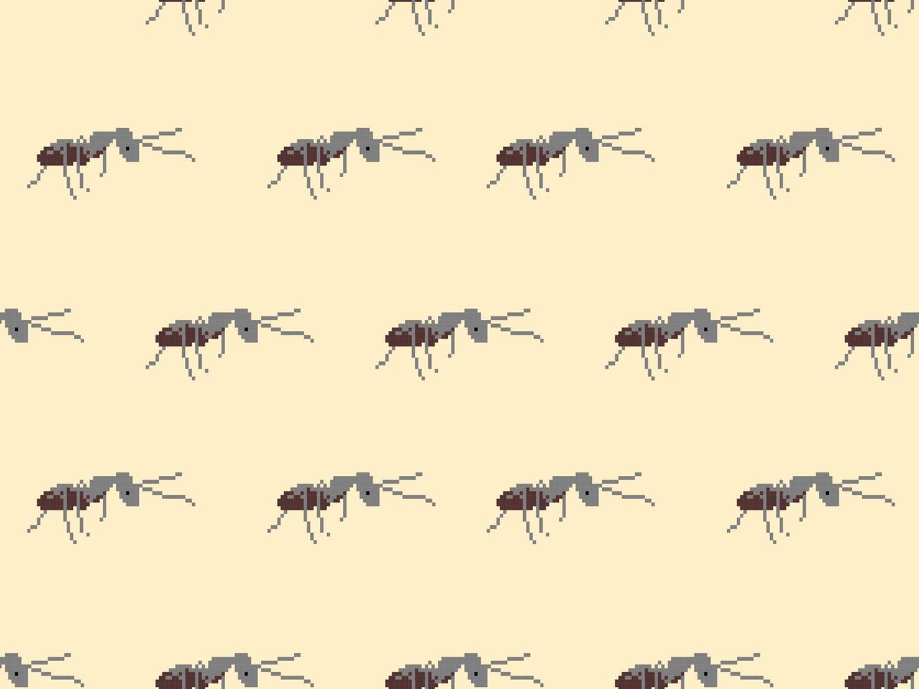 padrão sem emenda de personagem de desenho animado de formiga no estilo de fundo laranja. vetor
