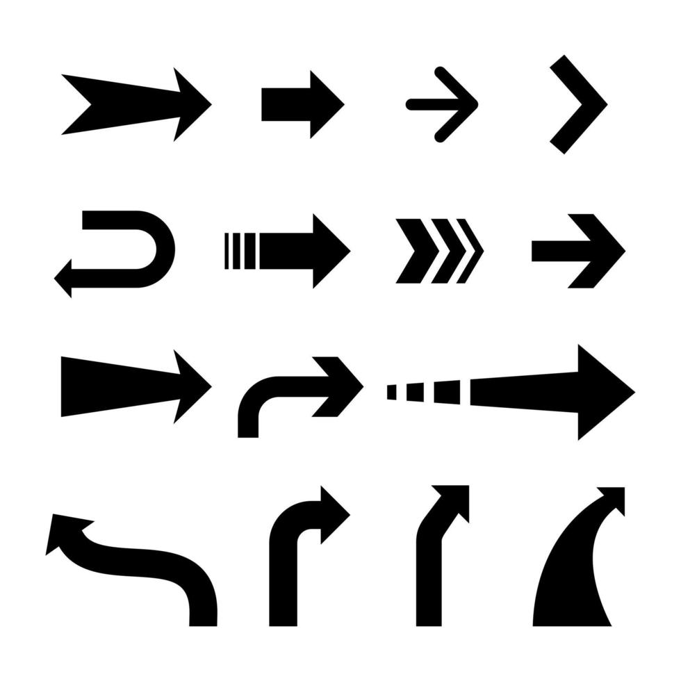 conjunto de ícones de forma de seta. adequado para o elemento de design do mapa de direção, infográfico e símbolo de navegação. coleção de ilustração vetorial de seta. vetor