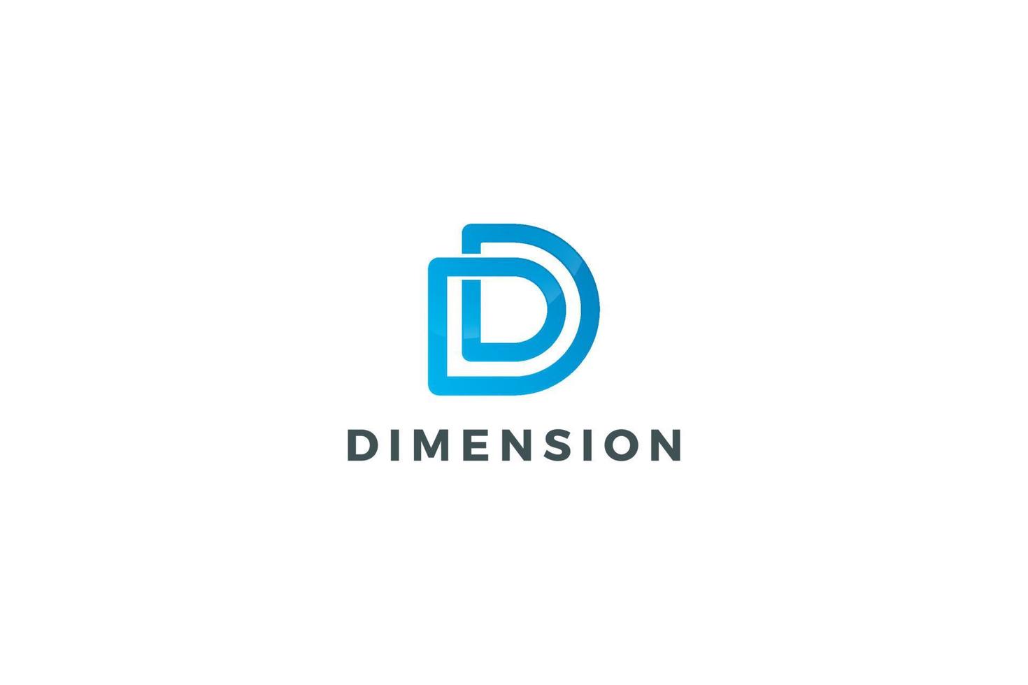 letra d cor azul 3d dimensão logotipo de negócios criativos vetor