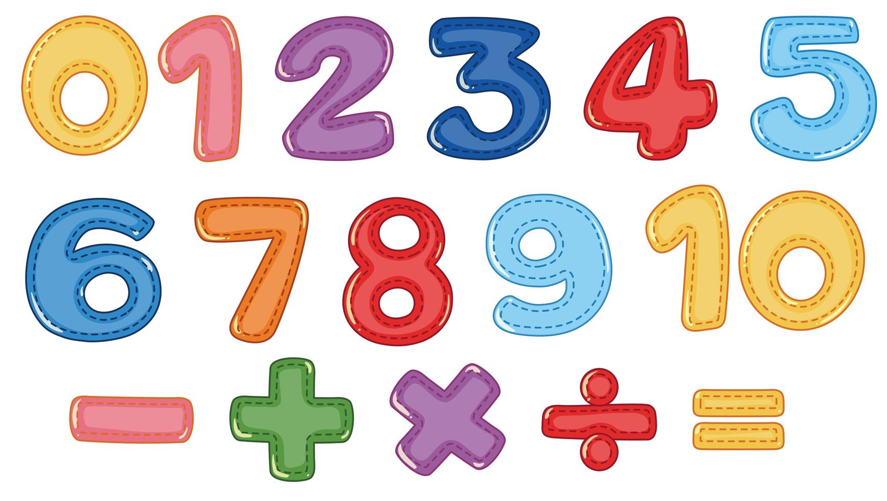 Um conjunto de símbolos numéricos e matemáticos vetor