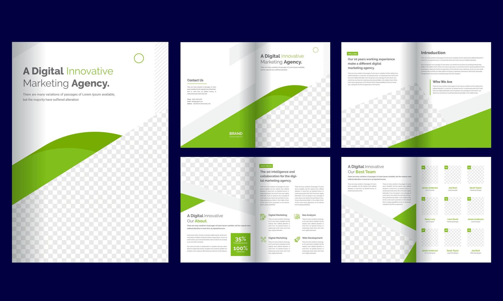 Modelo de brochura - negócio verde de 8 páginas vetor