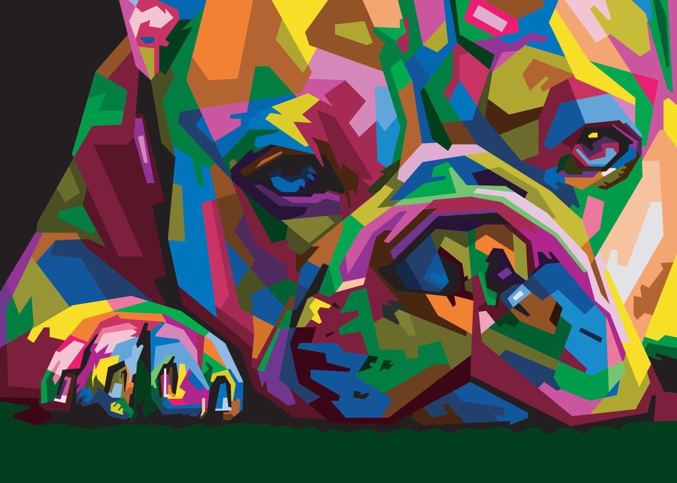 cabeça de cachorro colorida com backround de estilo pop art isolado legal. estilo wpap vetor