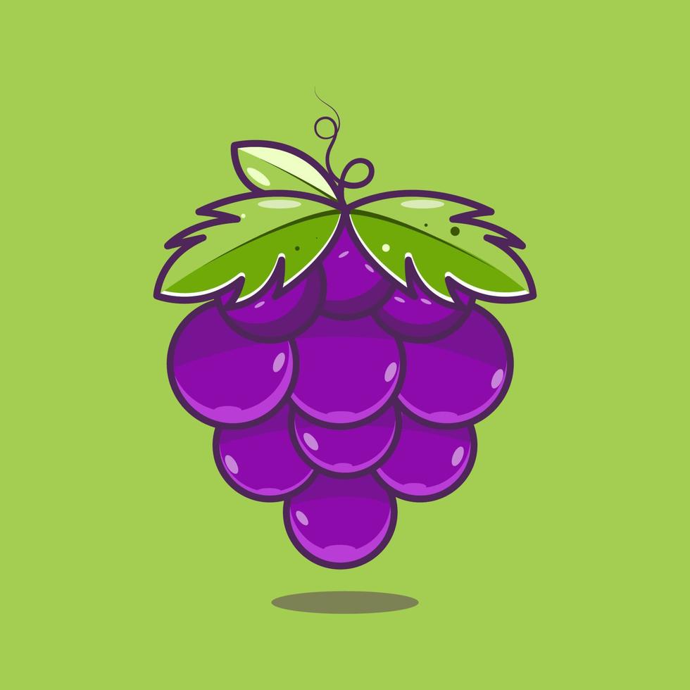conceito de uva dos desenhos animados de ilustração de fruta de uva vetor