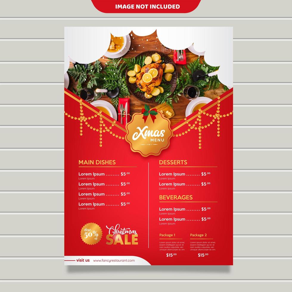 Vetor de modelo de menu de natal