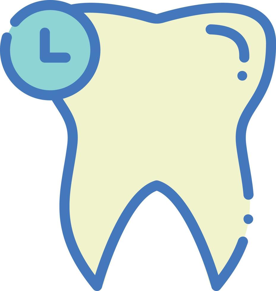 ilustração de ícone de agendamento odontológico com estilo de linha de preenchimento tracejada vetor