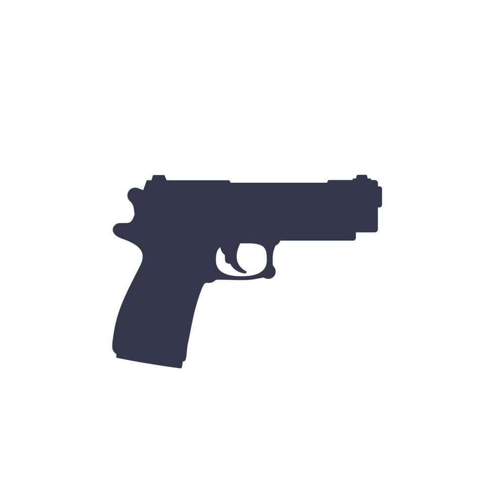 pistola, silhueta de vetor de arma isolada em branco