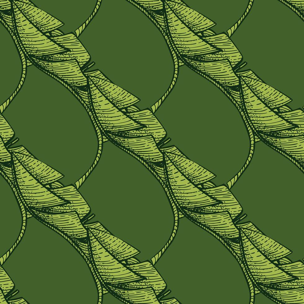 banana deixa ramo tropical pattern.vintage sem costura em estilo de gravura. vetor