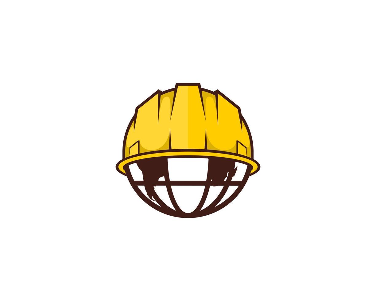 globo com logotipo de capacete de construção de segurança vetor